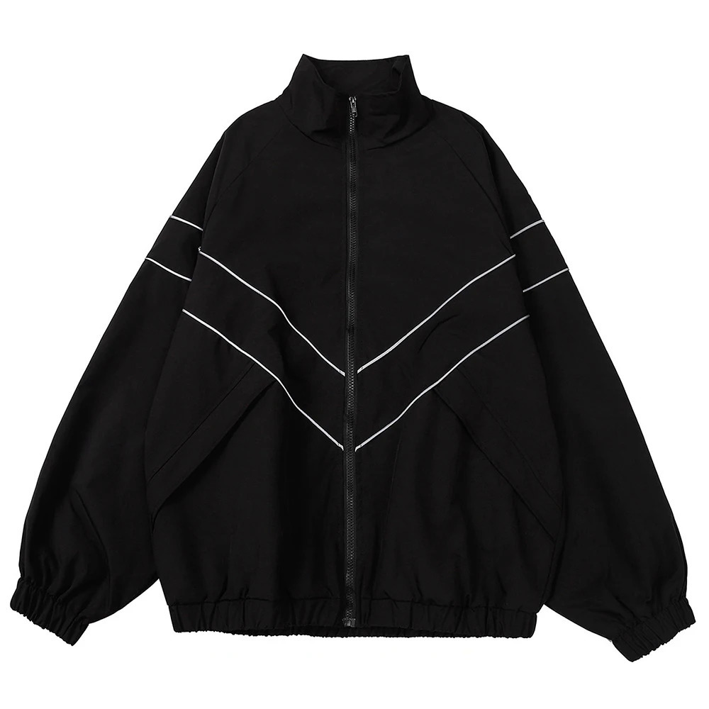 Reflect Light Varsity Jacket Men High Street Hip Hop Windbreaker Waterproof Coats Women Zipper Stand Collar Jackets Man 250805