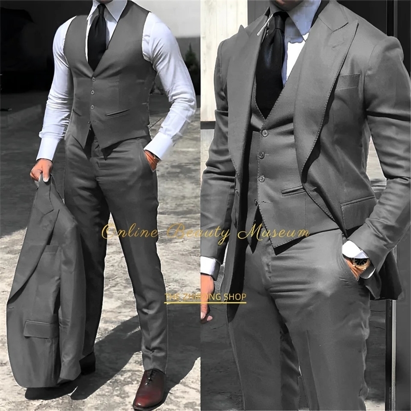 Mens 3-piece set jacketvestmens single button jacket for formal business meetings weddings and dinners handmade 241111