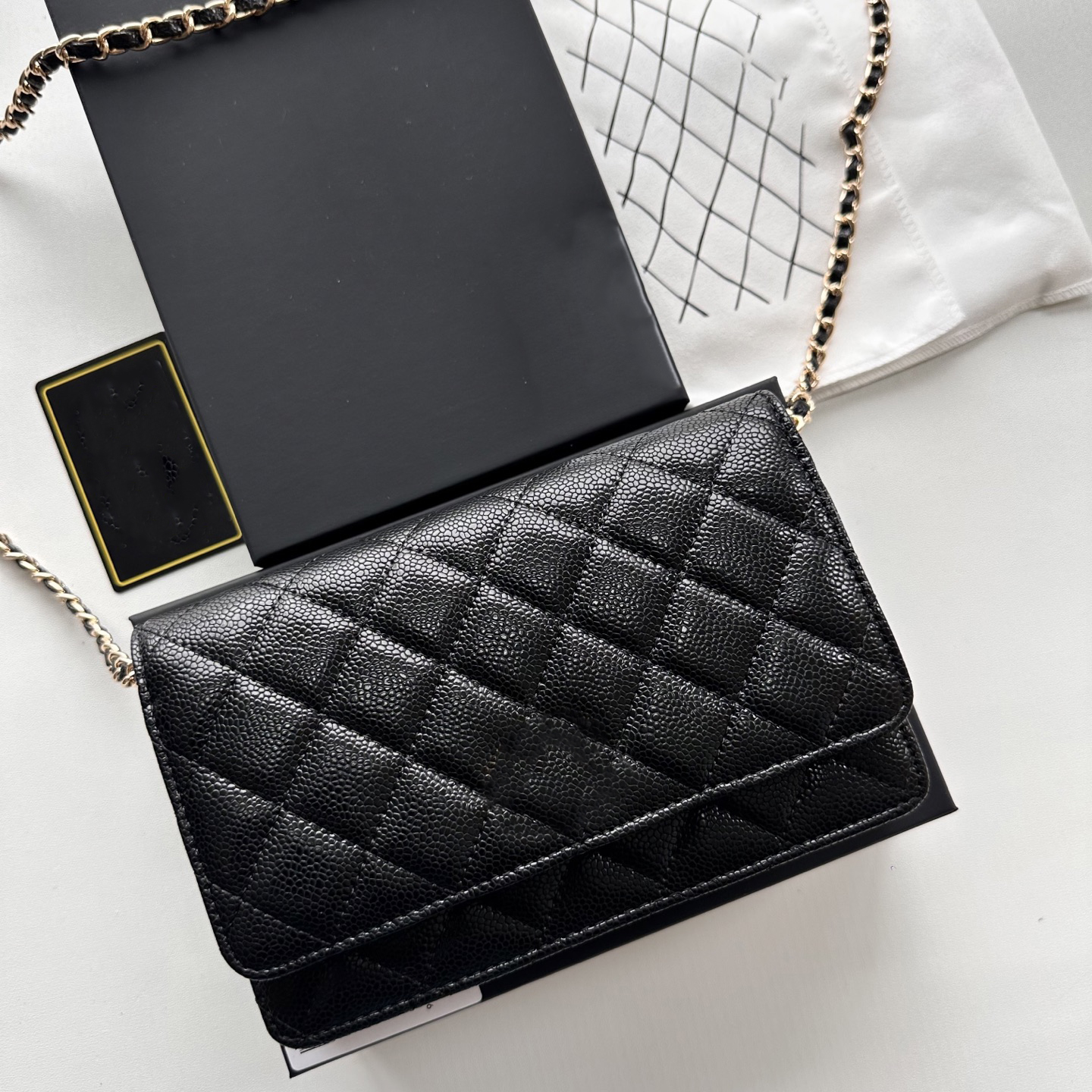 Designer Bag Wallet of Chain Caviar Pattern Classic Mini Purse Diamond Lattice WOC Luxury Chain Shoulder Purse 9 colors