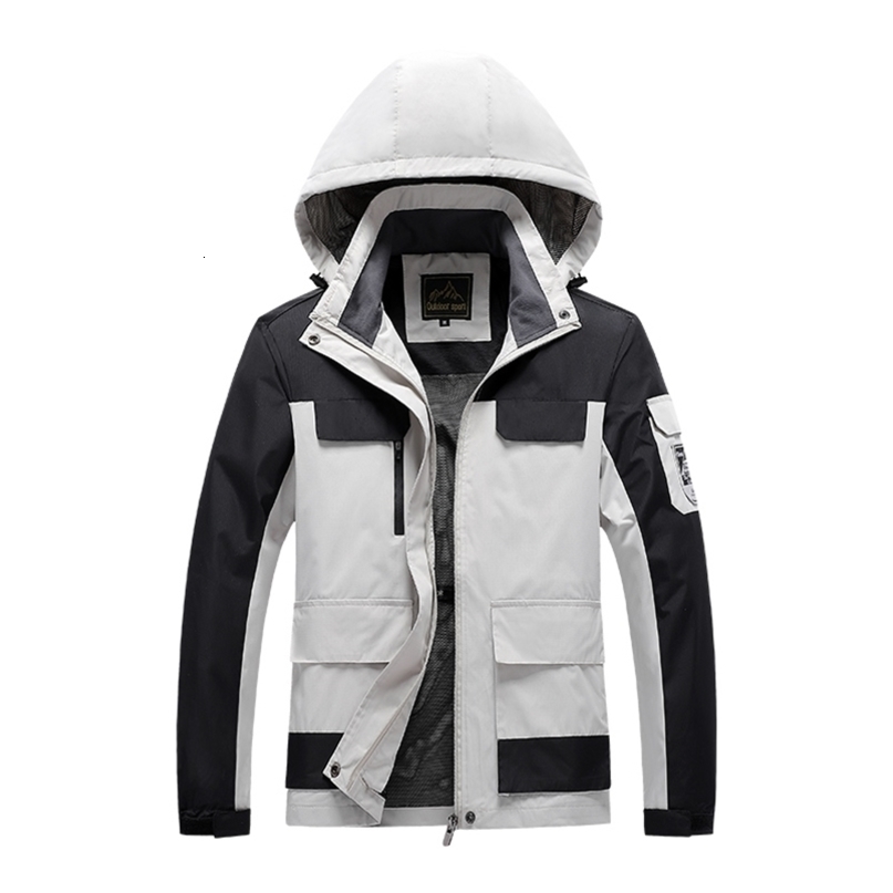 Plus Size 7XL 8XL Summer Jacket Men Hooded Thin Outerwear Coats Multi Pockets Breathable Mountain Climbing Windbreakers Jackets 210818