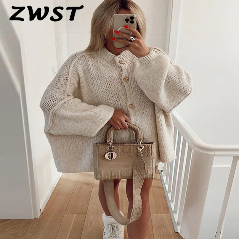 Womens Cardigan Loose Single Breasted Oneck Long Sleeve Fashion Sweaters Spring Solid Office Female Allmatch 240712