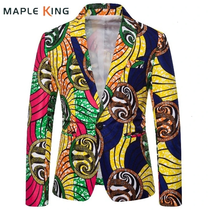 Ethnic Style Multicolor Printed Blazers for Men African Clothing Linen Elegant Ternos Social Masculino Mens Suits Jackets 240318