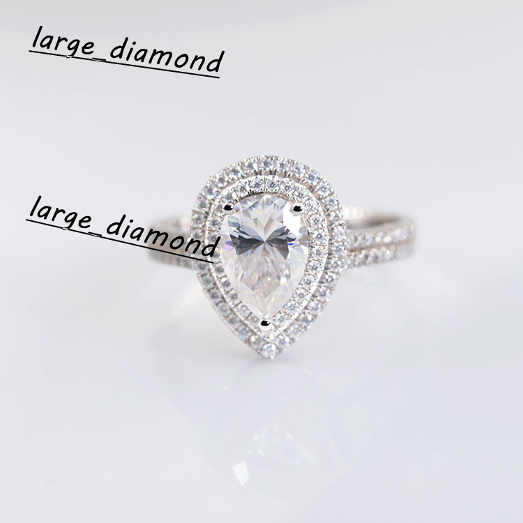 Design High End Wedding Ring 10K Real Gold Pear Shape VVS D Color Moissanite Diamond Ring with GRA for Anniversary Jewelry