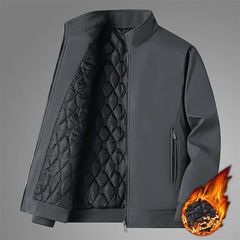 Winter Fleece Thick Jacket Men Warm Grey Windbreaker Fur Collar Coat Plus Size High Quality Fashion Winter Lamb Wool Parka 240911