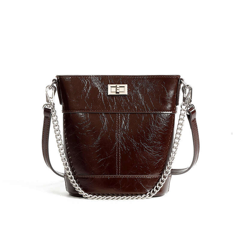 Luxury bag Oil Wax Top Layer Cowhide Fashion Small for Women New Simple Phone Coin Bucket Bag
