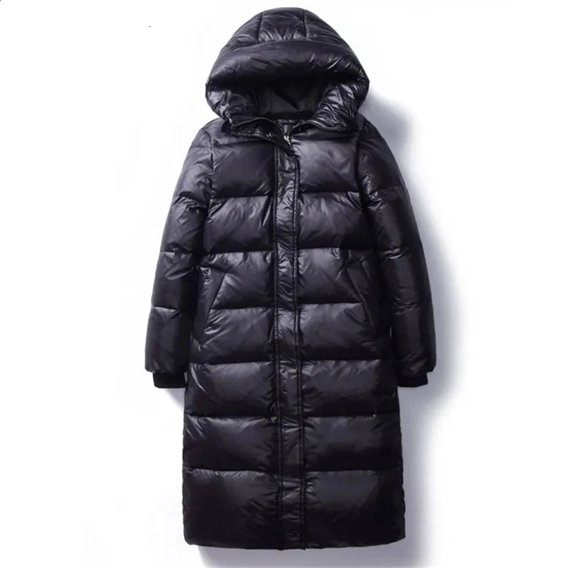 Winter Down Cotton Jackets Womens Long Parkas Slim Hooded Warm Winter Coats Female Black Windproof Overcoats Streetwear 241105