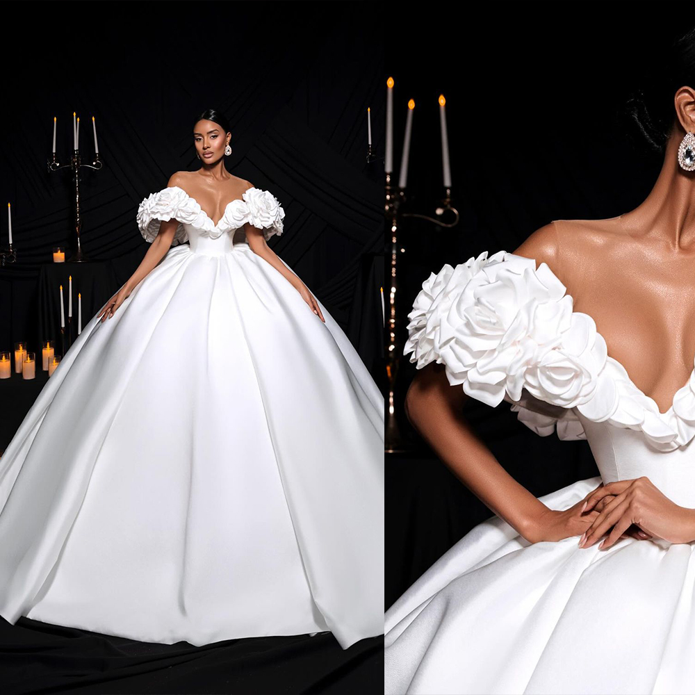 Sexy Ball Gown Wedding Dress V Sheer Neck Sleeveless Bridal Gowns Handmade Flower Sweep Train Dresses Custom Made vestidos de novia