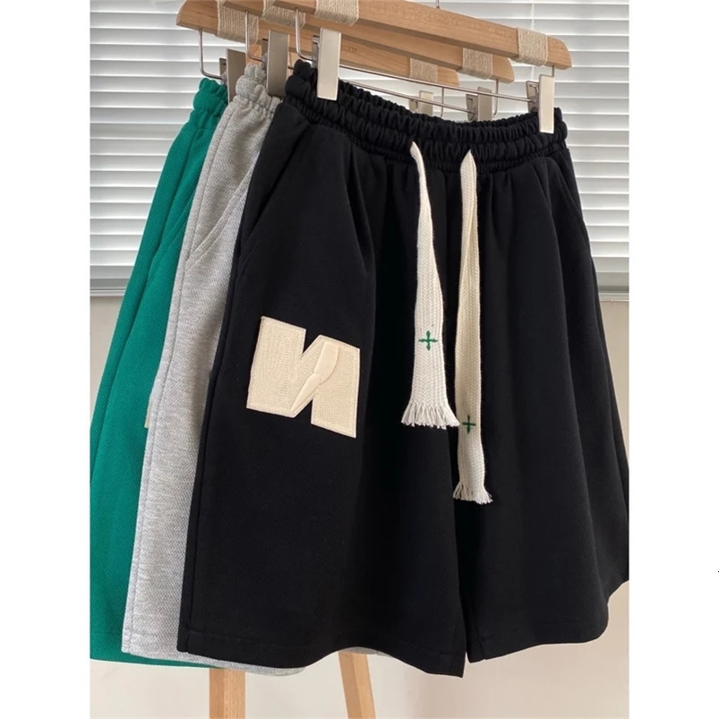 Male Retro Sports Pants Mens Summer Loose Casual Shorts Drawstring Pockets Short Hight Waist Sweatpants Men Clothing 240513