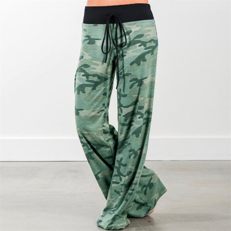 Baggy Loose Jogger's Pants Female Sports camo For Women Trousers Plus Size Wide Leg Palazzo Sweatpants Green 211008