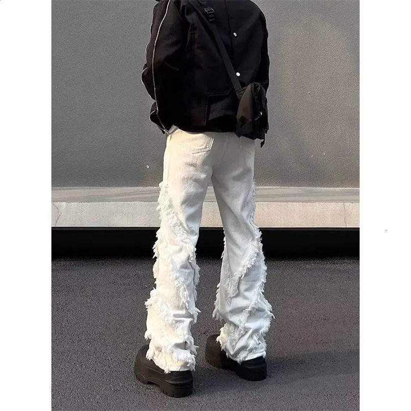 American personality women white retro jeans street hip-hop ins trend high street trendy pants for men and women baggy jeans 240816