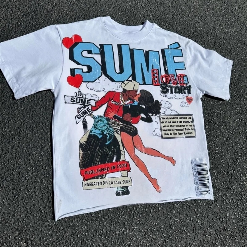Street Retro Hip Hop Trend Anime Alphabet Print Oversized Men T-shirt Y2k Goth Harajuku Fashion Personality Couple Loose Shirt 240823