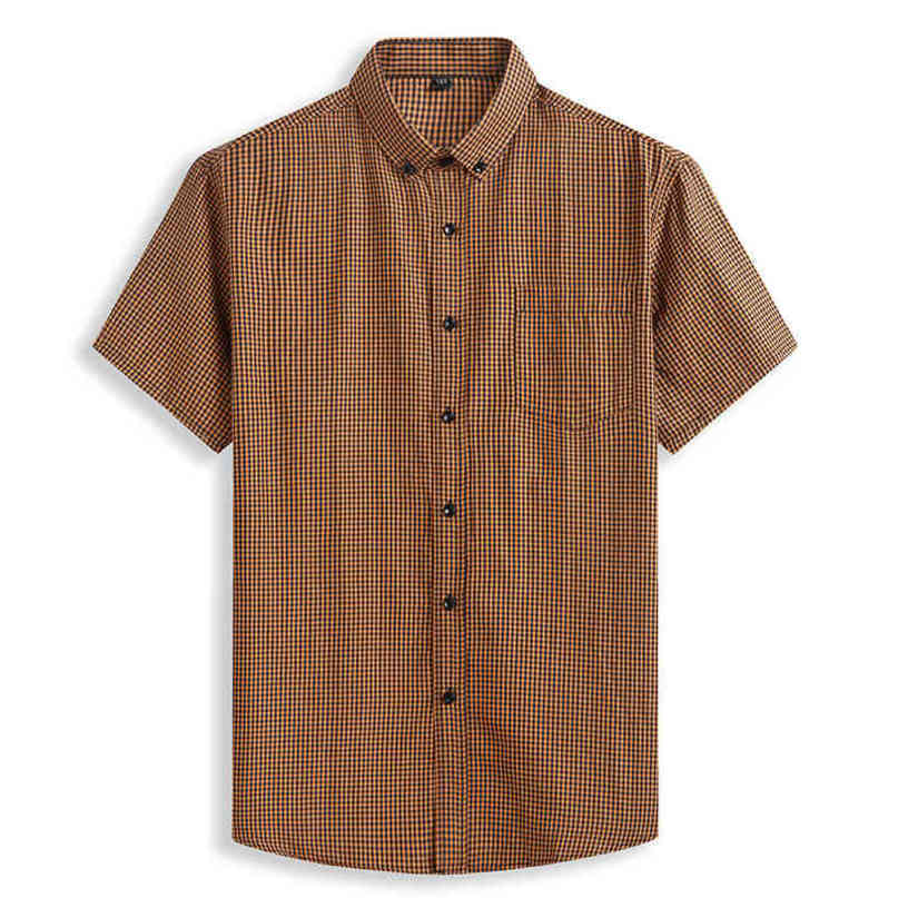 Men's Large Size Clothing Summer Plaid Shirts Plus 5XL Short Sleeve Dress Business Formal Casual Loose Big 8XL Collar Shirt Male 210518
