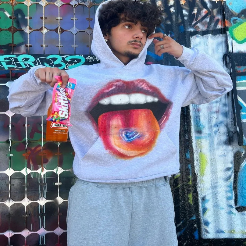 American Street Hip Hop Printed Graphic Hoodie Y2K Mens and Womens Retro Clothing Loose Harajuku Fashion Casual 240904