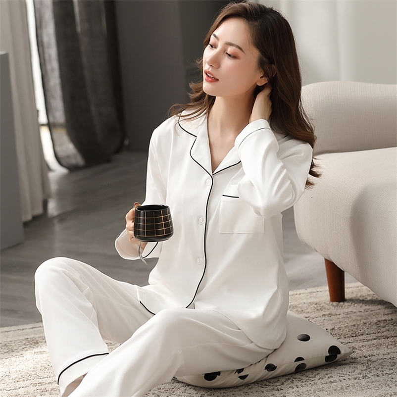 Women's Sleepwear Women 100% Cotton Pajamas Spring Dormir Sleepwear for Ladies Solid Pijamas Bedroom Home Clothes Pure Cotton Pyjamas Femme PJs