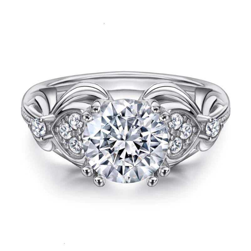Wedding Rings S925 Sterling Silver Ring Woman 2 Carat Diamond Engagement Wedding Jewelry Fine 231019