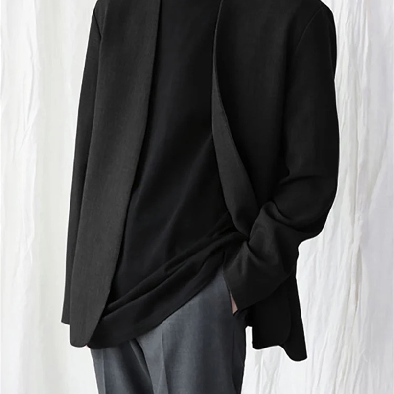 Stylish Men Blazer Leisure Style Loose Buttons Male All-match Simple Collarless Long-sleeved Suits S-5XL INCERUN Tops 241017