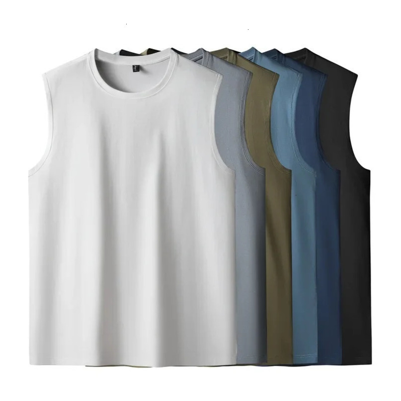 Arrival Summer Round Neck Cotton Wide Shoulder Tank Top One Piece for Mens and Leisure Plus Size XL2XL3XL4XL5XL6XL7XL 240408