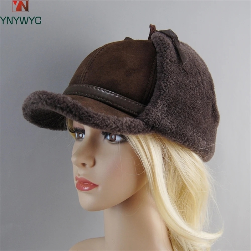 High Quality Real Fur Hat Lamb Wool Winter Bomber Hats For Women Earflaps Autumn Warm Ushanka Russian Hat Snow Cap241224bj