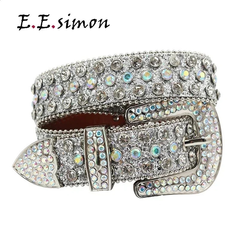 Rhine Stone with Stud Skull Womens Belt Luxury Designer Jeans Supplier Brand Belt White Black241015bj