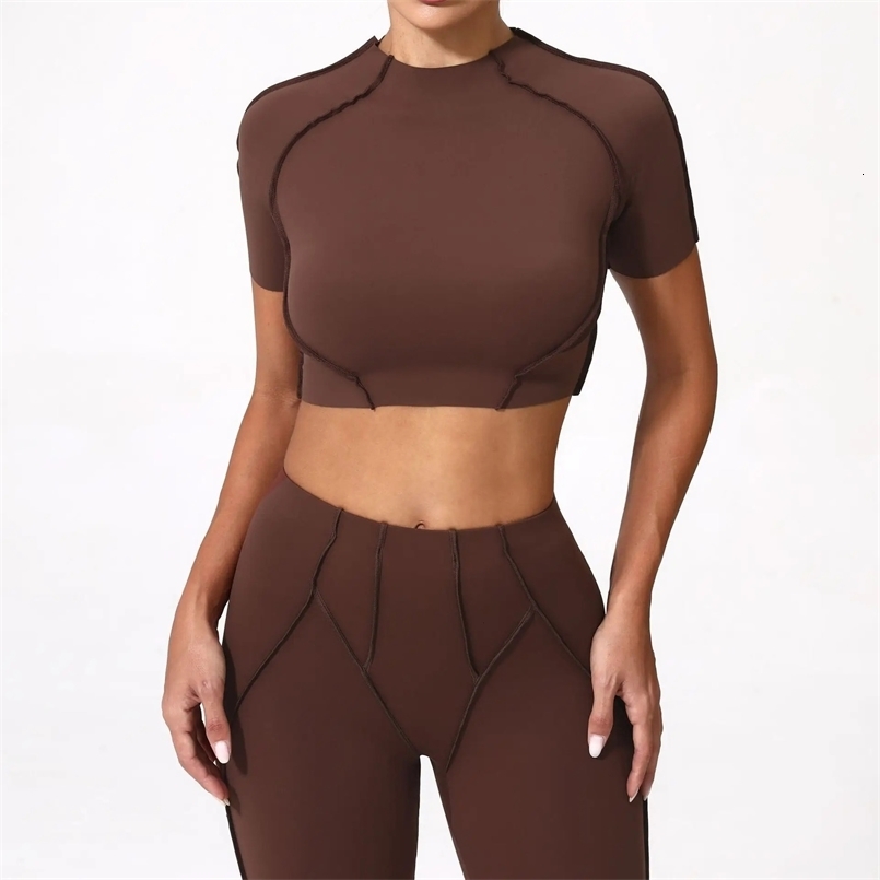 Seamless Yoga Shirts Sports Fitness Quick-drying High Elastic Thin Short-sleeved Blouse Workout Tops Gym Crop Tops for Women 250609