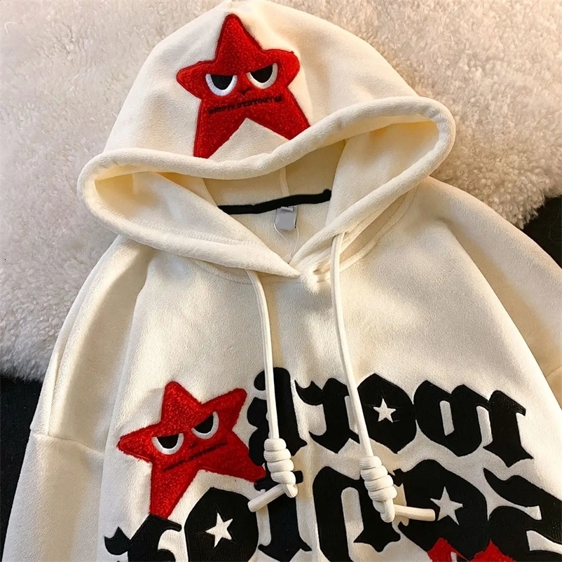 Y2k Hooded Sweatshirt Hip Hop Five Pointed Star Oversized Hoodie Men Women Fashion Casual Punk Loose Jacket Streetwear 240911