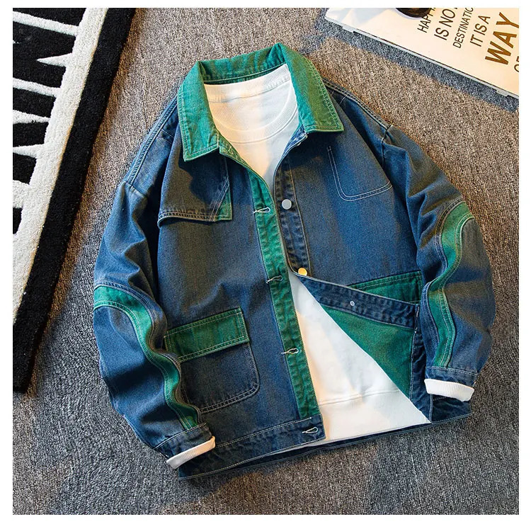 Spring and Autumn Fashion Men Male Slim Fit Solid Color Denim Jacket Personalized n Jean Coats Handsome Versatile B297 250917Z