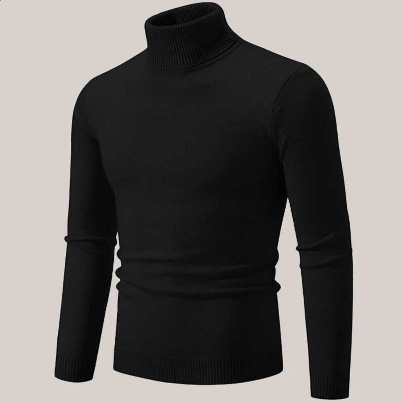 5XL Mens Sweater Slim Fit Pullover mens Knitted sweater Bottoming Shirt Autumn And Winter Turtleneck Warm Solid Color 240123
