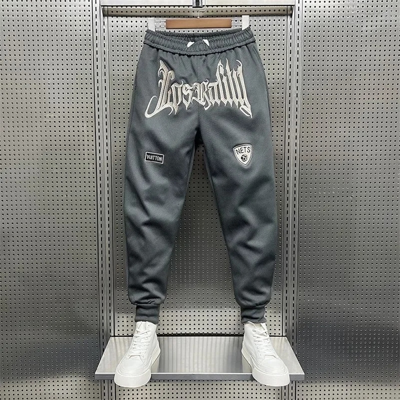 y2k letters embroidered wide-leg pants mens high-end Korean couple casual sports pants all-match fashion elastic pants 240513