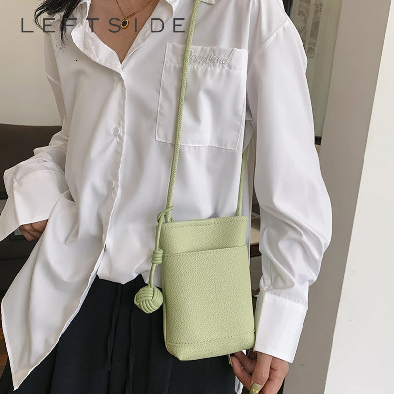 LEFTSIDE Mini=PU Leather Cross body Womens Bag Y2K Trend Korean Fashion Shoulder Bag Womens Green Handbag and Wallet 241116