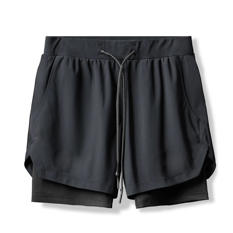 Summer Trend Sports Shorts Pull Rope Outdoor Running Riding Breathable Double Layer for Men 240329