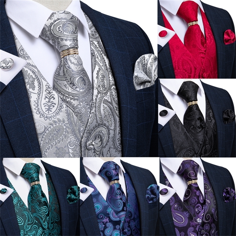 Men's Vests Men Vest Tie Set Classic Wedding Paisley Black Gold Paisley Tuxedo Suit Vest Formal Dress Male Waistcoat Sleeveless Vest DiBanGu 23