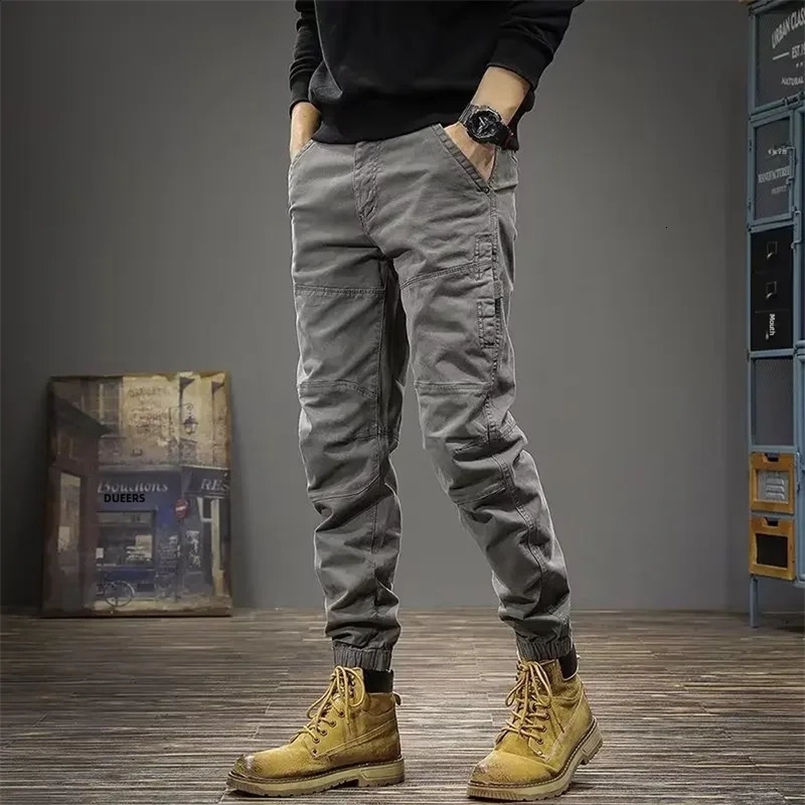 Spring Autumn Vintage American Style Loose-fit Casual Pants For Men Trendy Versatile Cargo Pants Bunched Feet 240824