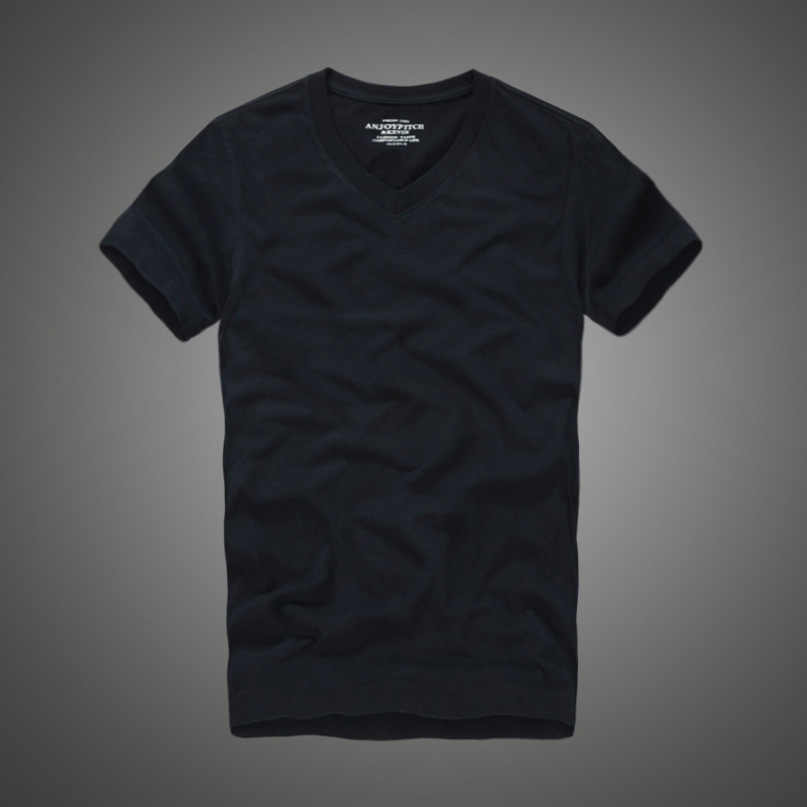 T shirt 100% cotton solid V-Neck short sleeve tshirt 210225