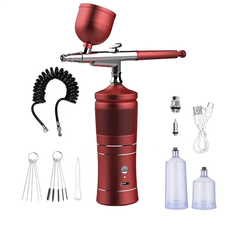 Rechargeable Airbrush Compressor Kit Air Brush Sprayer Gun Water Oxygen Deep Hydrating Machine for Nail Art Tattoo Cake Makeup 250409bj