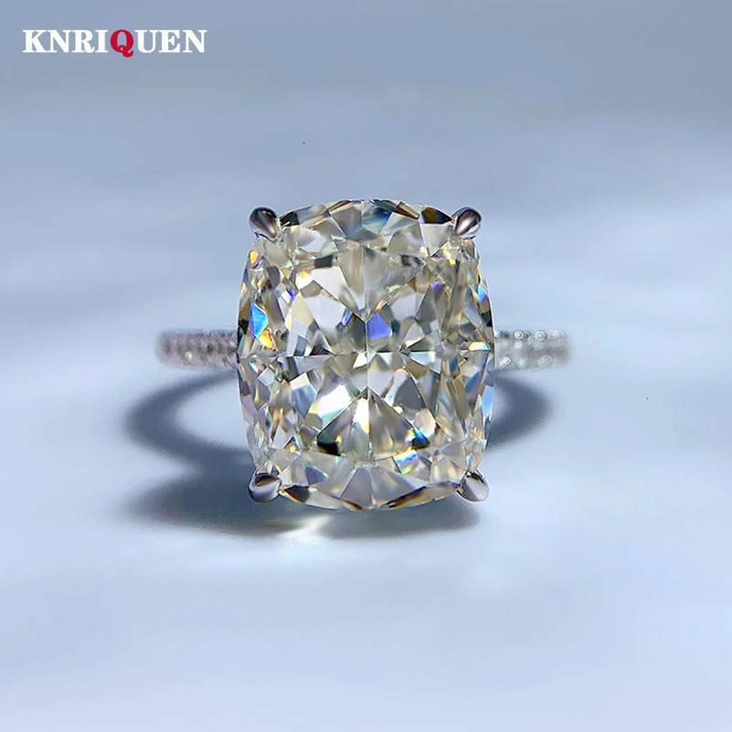Wedding Rings Trend 100% 925 Real Silver 10*12mm Iced Cut High Carbon Diamond Rings for Women Wedding Band Party Fine Jewelry Female Gift 231222