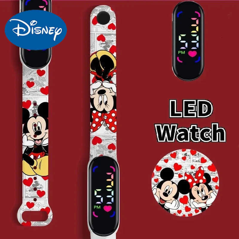 Disney Mickey Minnie childrens Cartoon Anime Character Luminous Bracelet Watch LED Touch Waterproof Sports kids gifts watch H250924-image-1076678774