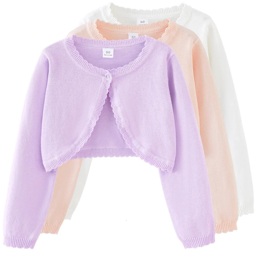 1 to 13 Years Kids Girl Solid Cardigan Round Neck Sweater Cardigans Knitted Toddler Girl Cotton Wedding Party Clothing 250922