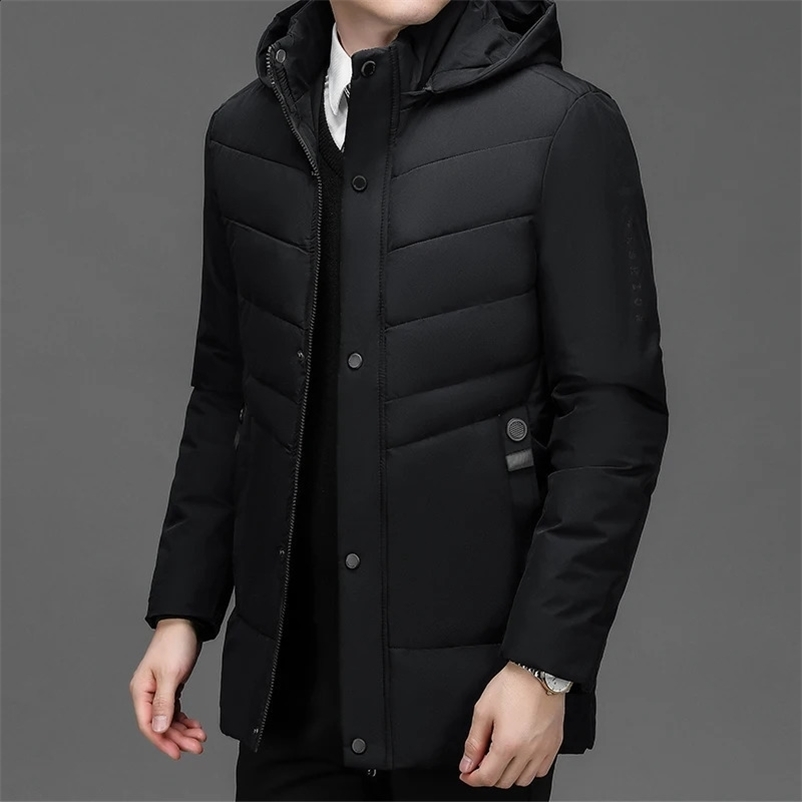 DIUZEO Men Winter Warm Thick Windproof Parkas Jackets Coat Men Autumn Fashion Hooded Slim Fit Casual Parkas Men 240913