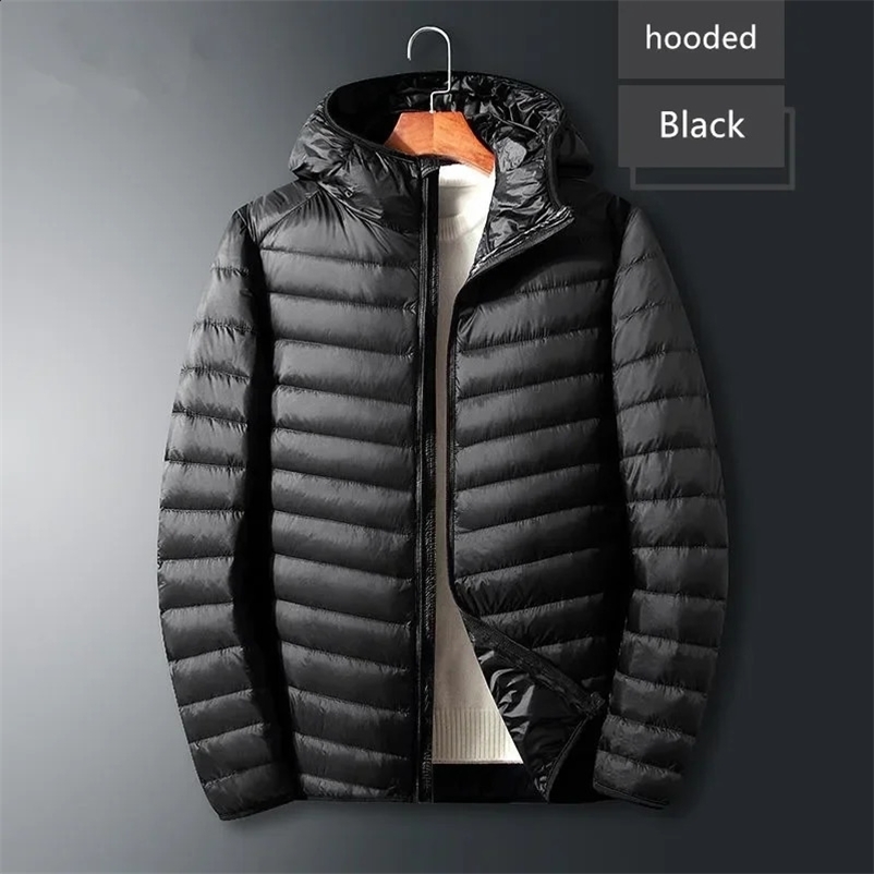Mens Winter Slim Down Jacket Fashionable Warm Foldable Waterproof Windproof Breathable Outerwear Big Size Men Hoodie Jacket 240913