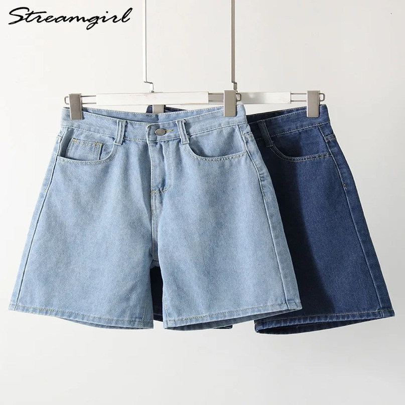 Pantaloncini di denim lunghi in vita alta per donne estate dritti corti jeans streetwear pantaloni sottili jean 240529