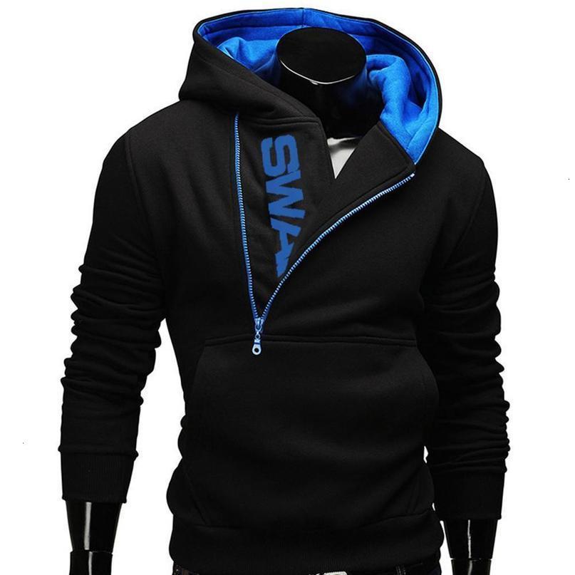 Mens Hoodies Sweatshirts Fashion Sports Hooded Sweatshirt Plus Size Slant Zipper Letter Long Sleeve Casual Autumn Male Clothing 230113