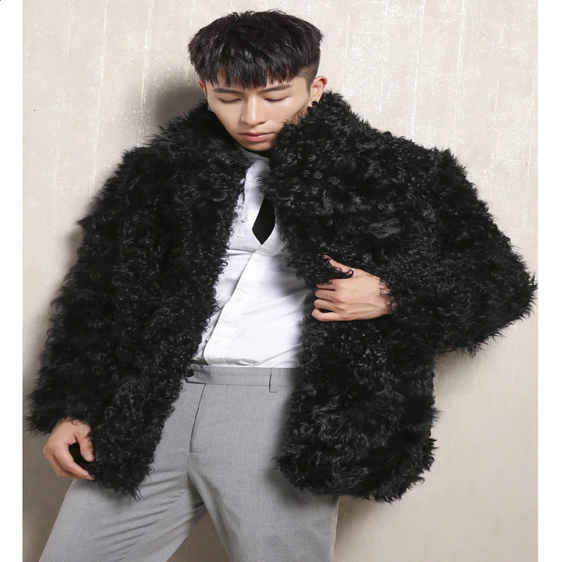Men real genuine natural sheep fur coat mens fashion jacket with warm winter 241120