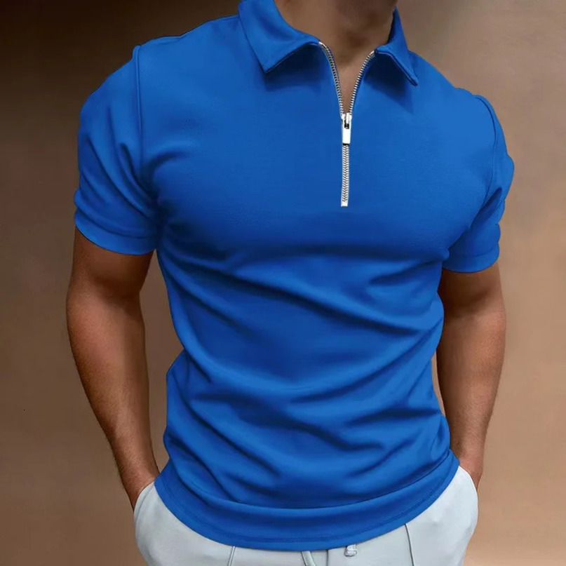 summer mens polo shirt solid color shortsleeved lapel Tshirt casual fitted top Europe and the United States 5X 240516