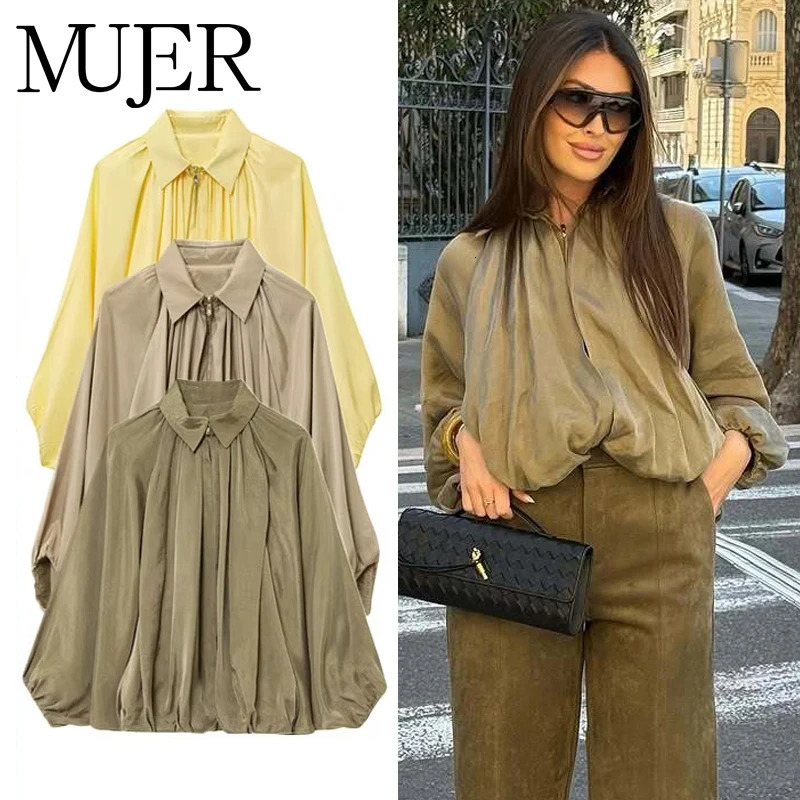 MUJER 2025 Womens Jackets Ruched Bomber Jackets for Women Zip Oversize Varsity Jackets Woman Outerwears Casual Overcoat Female 250922