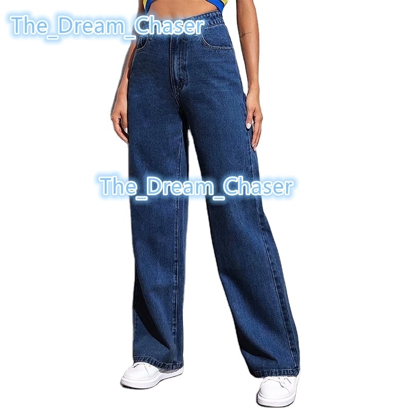 Wholesale Highwaisted Wideleg Jeans Women New Summer Straight Leg All Match Retro American Draped Jeans Women