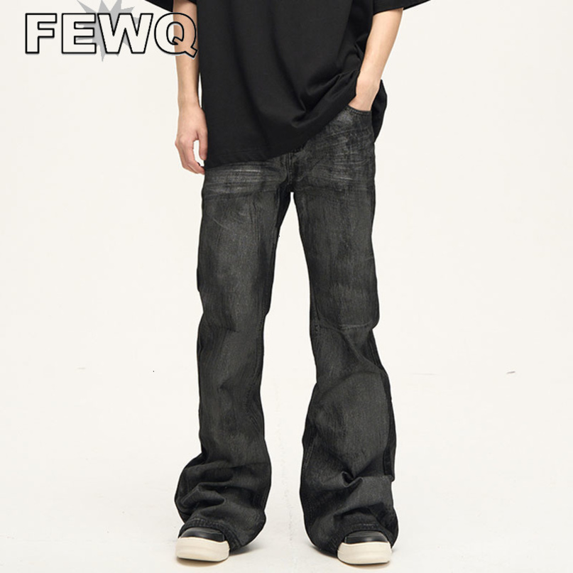 Mens Jeans FEWQ American Style Vintage Flared Solid Color High Street Male Denim Trousers Casual Summer Trendy 24B2322 230809