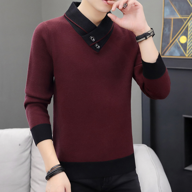 Men Autumn VNeck Pullover Sweater Men's Slim Fit Knitted Pullovers Men's Clothing Knitted Sweaters Pullover Homme L220812
