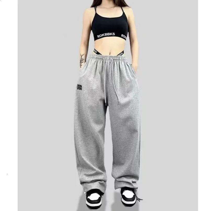 Drawstring n Sports Pants for Women Hiphop High Waist Trendy Long Trousers Spring Summer Allmatch Womens 250228