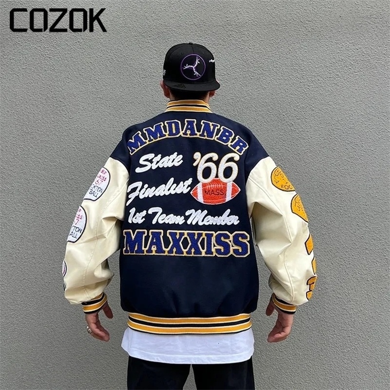 Men's Jackets Heavy Industry Embroidery Baseball Jacket Men Letter Pattern Hip-Hop Y2K Loose Coat Couple Spring Causal Street Varsity Jackets 2