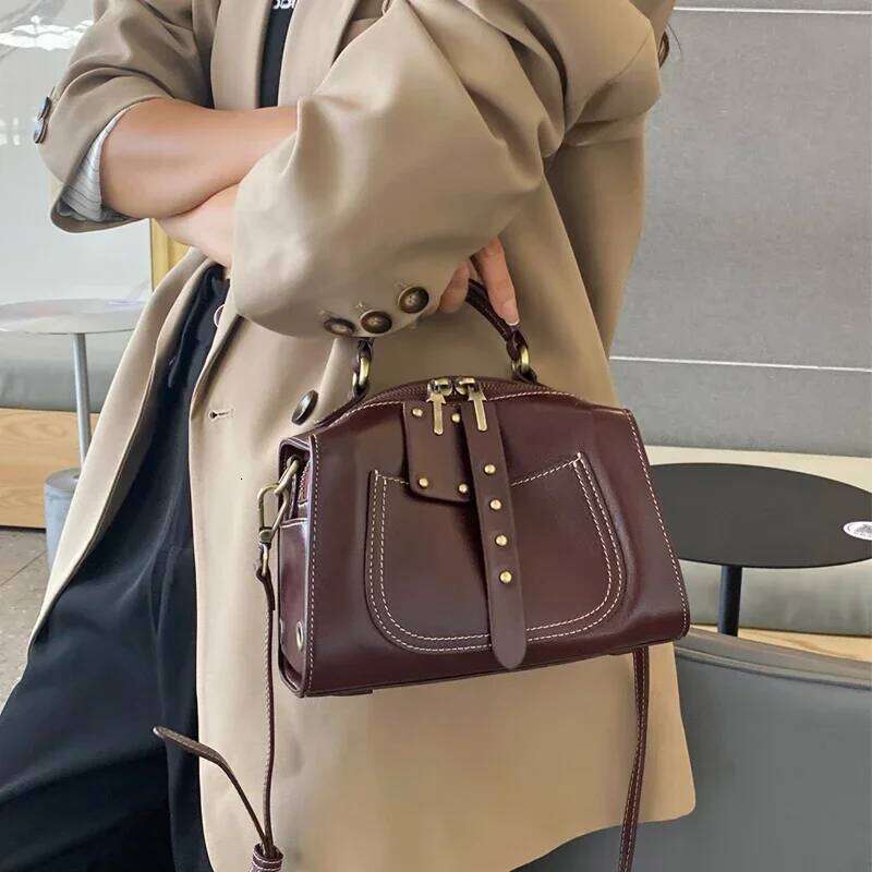 Real 100% Cowhide Leather Women's Pillow Shoulder Double Zipper Design Brand Commuter Crossbody Bag Ladies Wholesale Mdng0917
